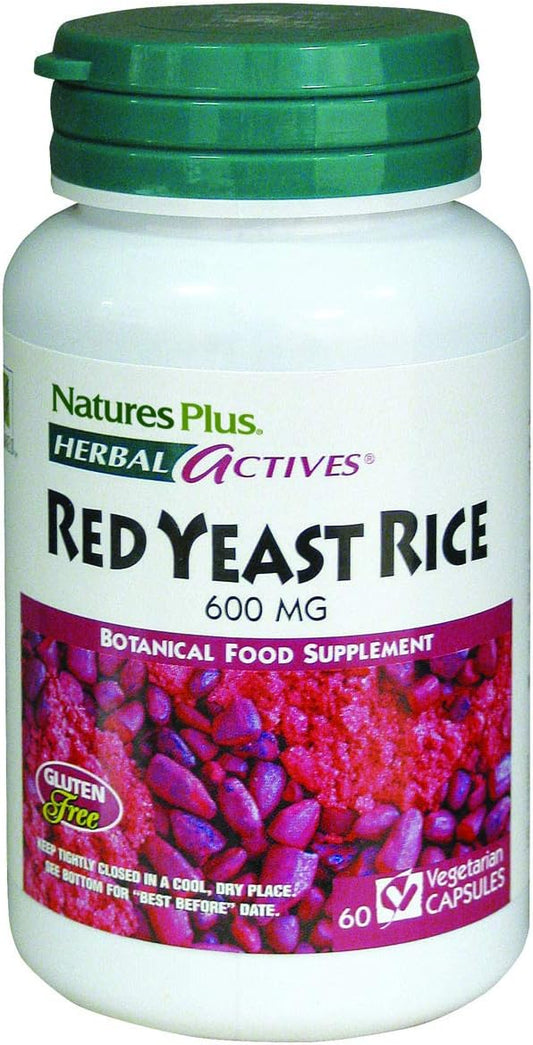 NaturesPlus Herbal Actives Red Yeast Rice - 600 mg, 60 Vegan Capsules