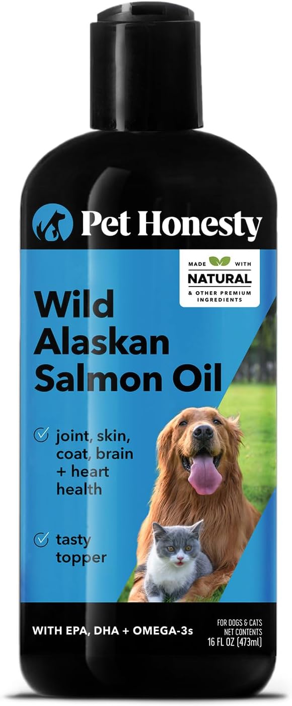 Pet Honesty Wild Alaskan Salmon Oil, Omega-3 Fish Oil for Dogs and cats,- 16 oz