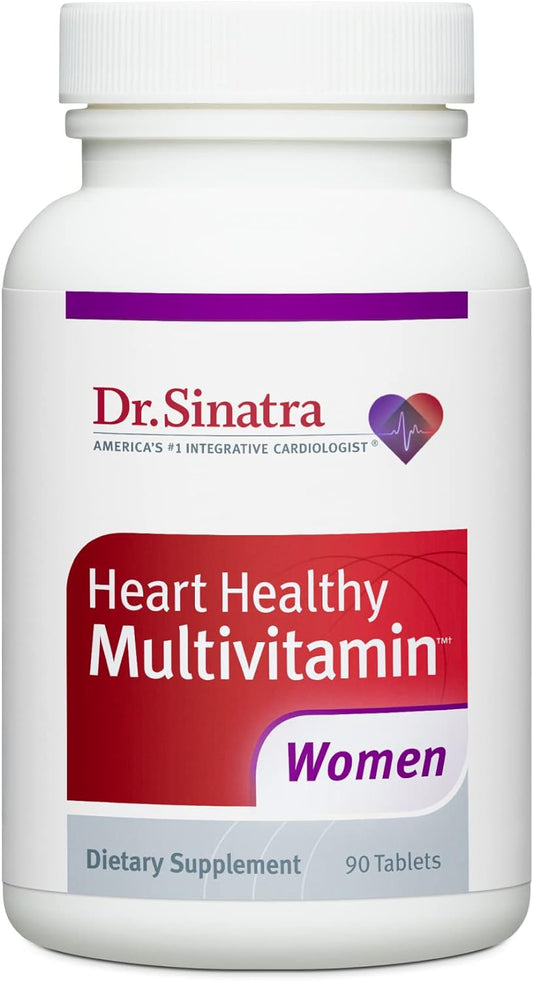 Dr. Sinatra Heart Healthy Multivitamin for Women with Vitamin D 1000 IU, A, B12, C, E, Biotin, Folate, and Zinc, 90 Tablets