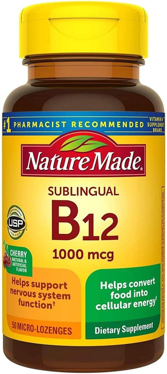 Nature Made B-12 1000 mcg Micro-Lozenges Cherry Flavor 50 ea (Pack of 2)