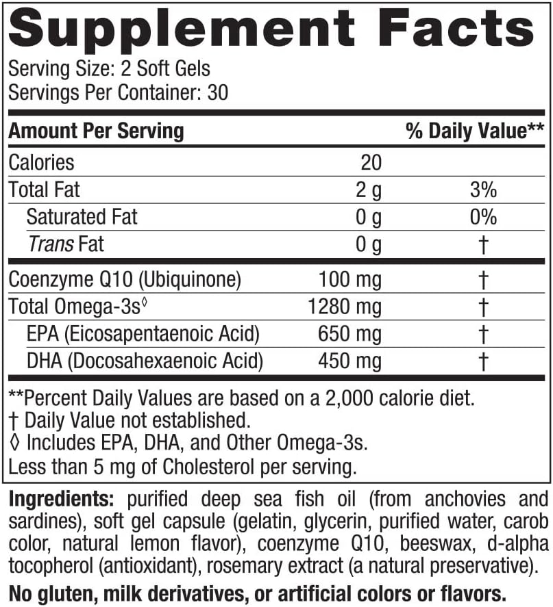 Nordic Naturals Ultimate Omega + CoQ10,  Lemon - 60 Soft Gels