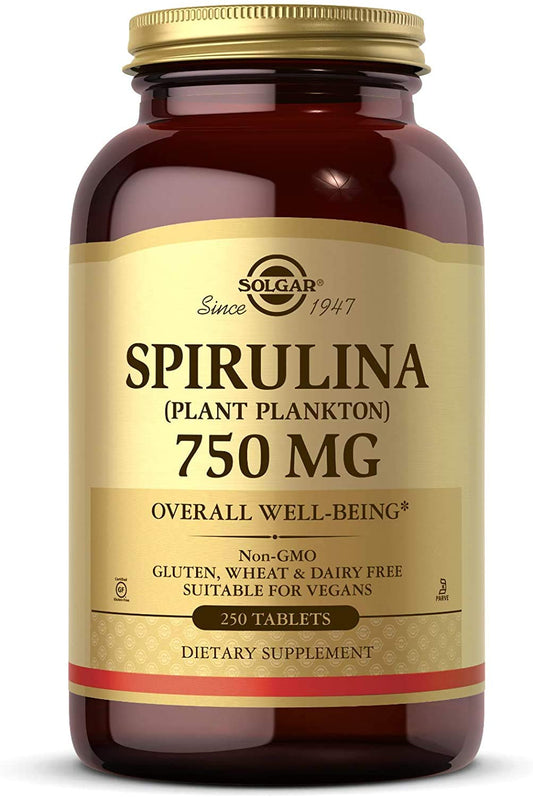 Solgar Spirulina Tablets, 750 mg, 250 Count