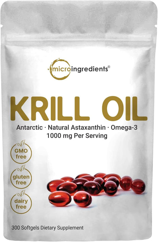 Micro Ingredients Antarctic Krill Oil Supplement,  300 Soft-Gels