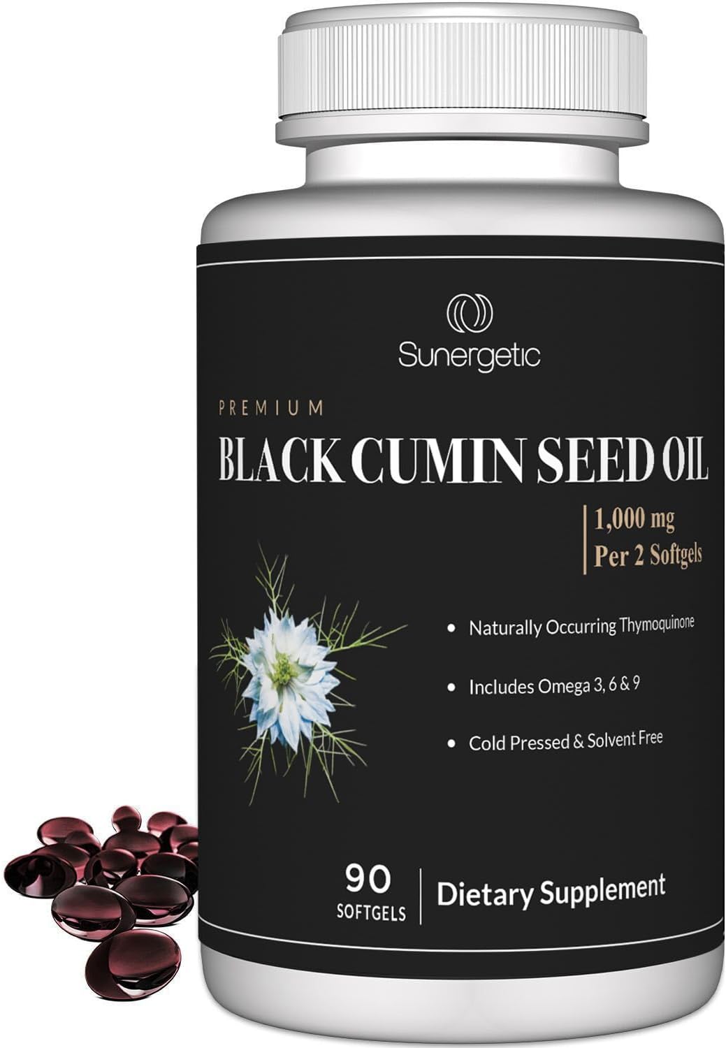 Sunergetic Premium Black Cumin Seed Oil Softgels –90 count