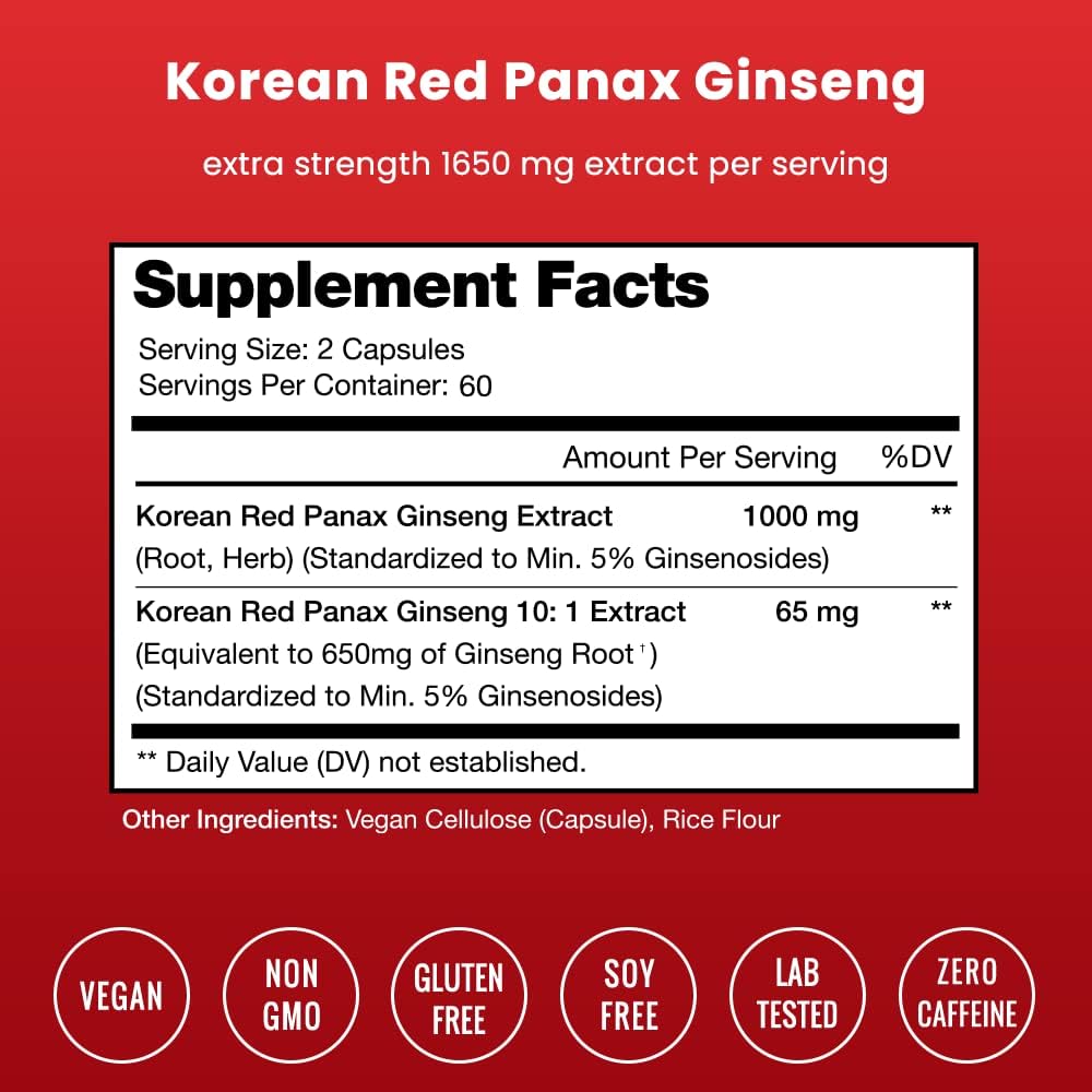 NutraChamps Korean Red Panax Ginseng Capsules - 120 count