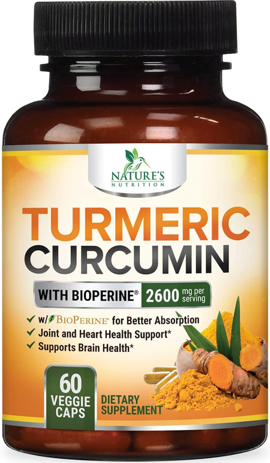 Turmeric Curcumin with BioPerine 95% Standardized Curcuminoids 2600mg -60 capsules