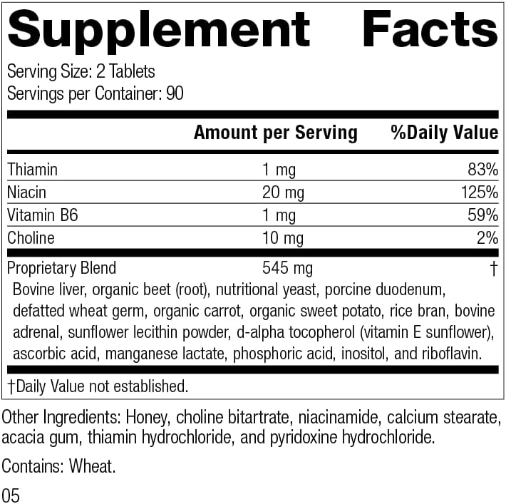 Standard Process Cataplex B- Whole Food Formula with Niacin, - 180 Tablets