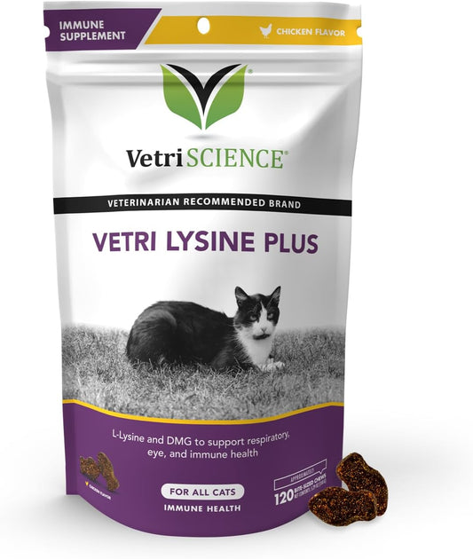 VetriScience Vetri Lysine Plus  Immune Support Cat Supplements - 120 Chews