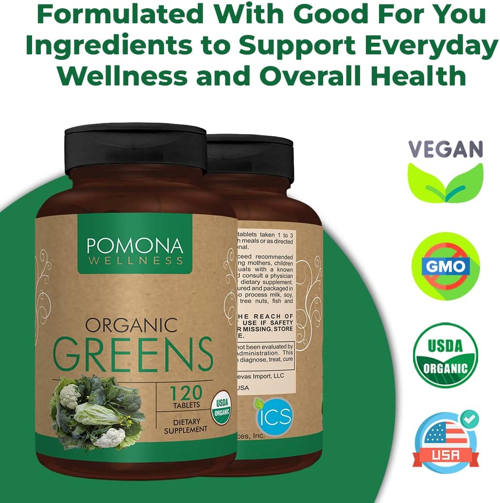 Pomona Wellness Super Greens Supplement,120 Tablets