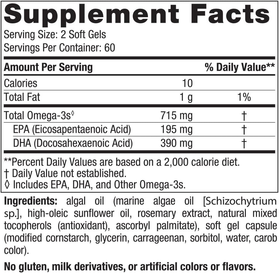 Nordic Naturals Algae Omega - 120 Soft Gels - 715 mg Omega-3