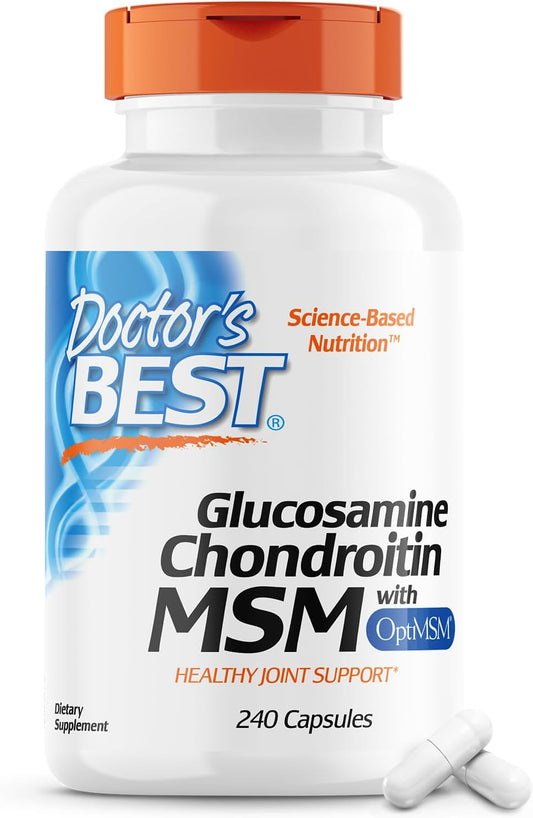 Doctor's Best Glucosamine Chondroitin Msm with OptiMSM Capsules, Supports Healthy Joint Structure,  240 Count