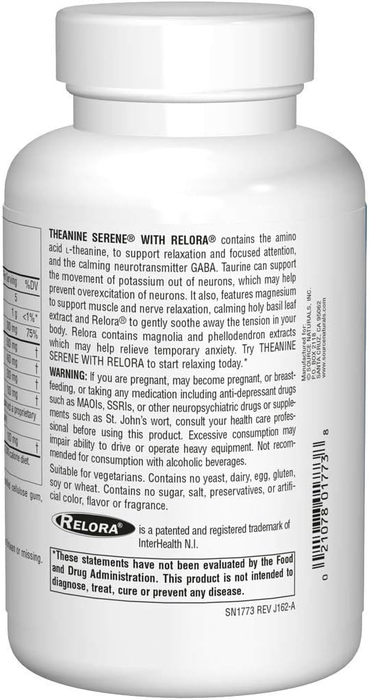 Source Naturals Serene Science L-Theanine with Relora, - 120 Tablets