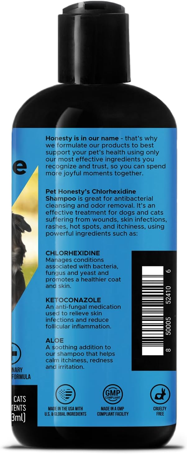 Pet Honesty Chlorhexidine Cat & Dog Anti-itch Shampoo, for Allergies, Itching, Dog Skin and Coat Supplement, 16oz