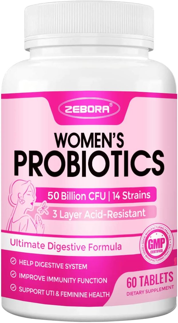 ZEBORA Probiotics for Women Digestive Health,  60 Tablets