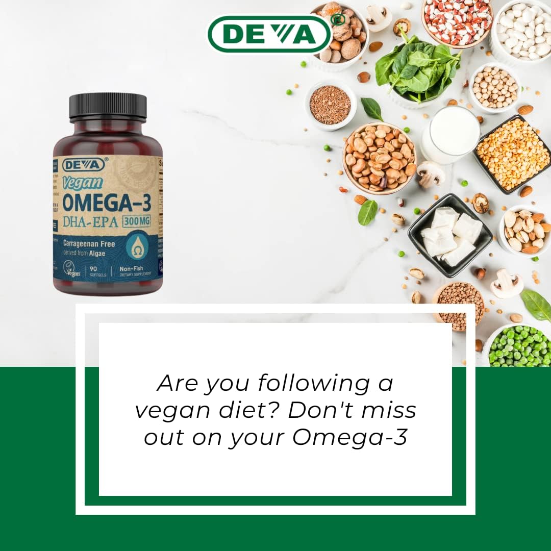 DEVA Vegan Omega-3 DHA EPA Supplement 90 Softgels