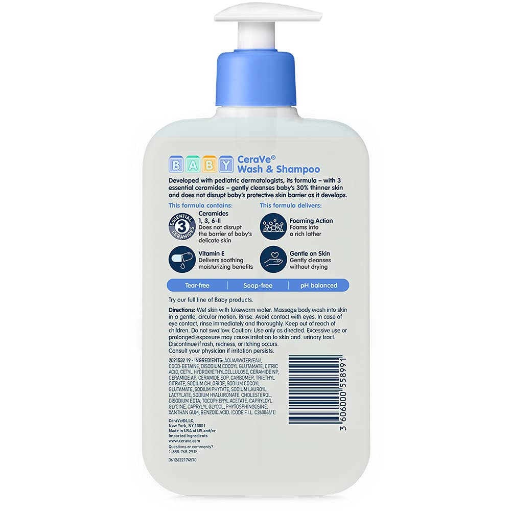 CeraVe Baby Wash & Shampoo  2-in-1 Tear-Free for Skin Hair Fragrance