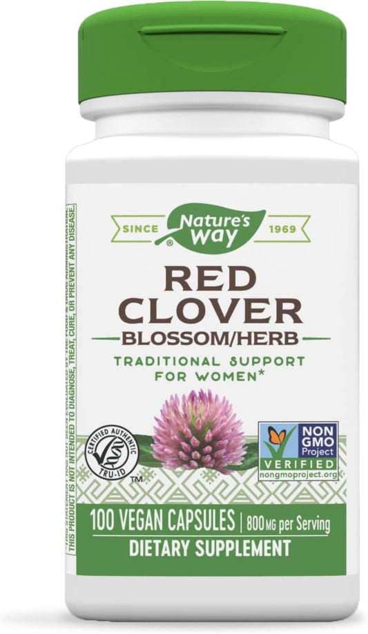 Nature's Way Red Clover Blossom Herb, Women's Health Support, 100 Vegan Capsules