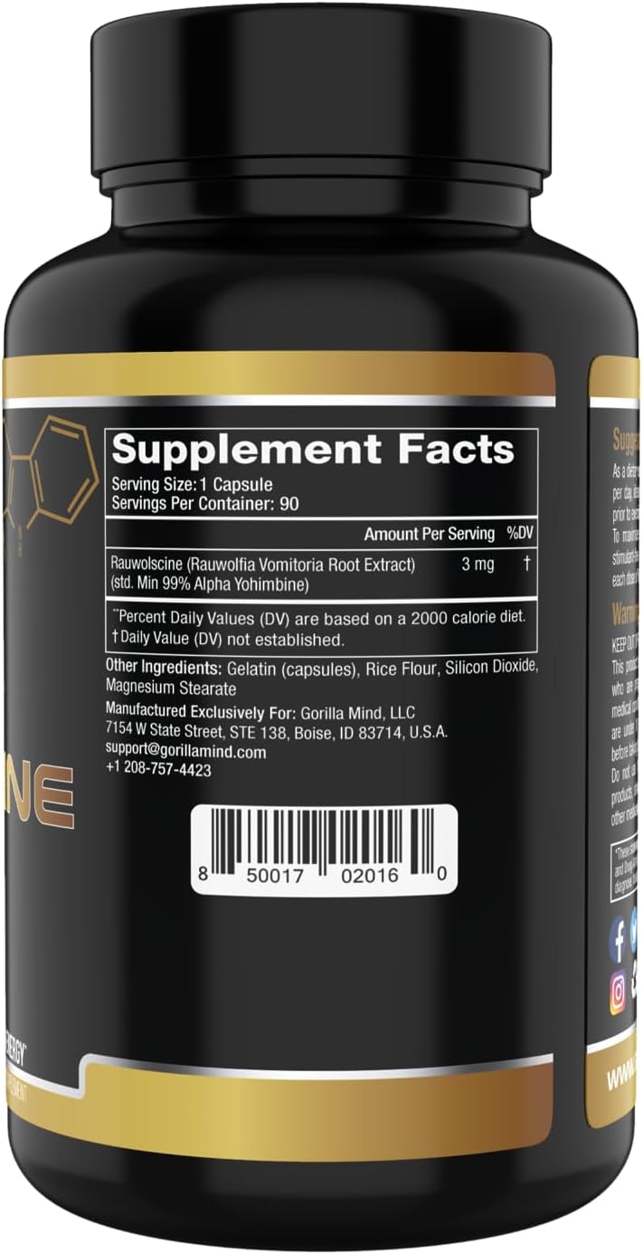 Gorilla  RAUWOLSCINE α-Yohimbine 90 Capsules