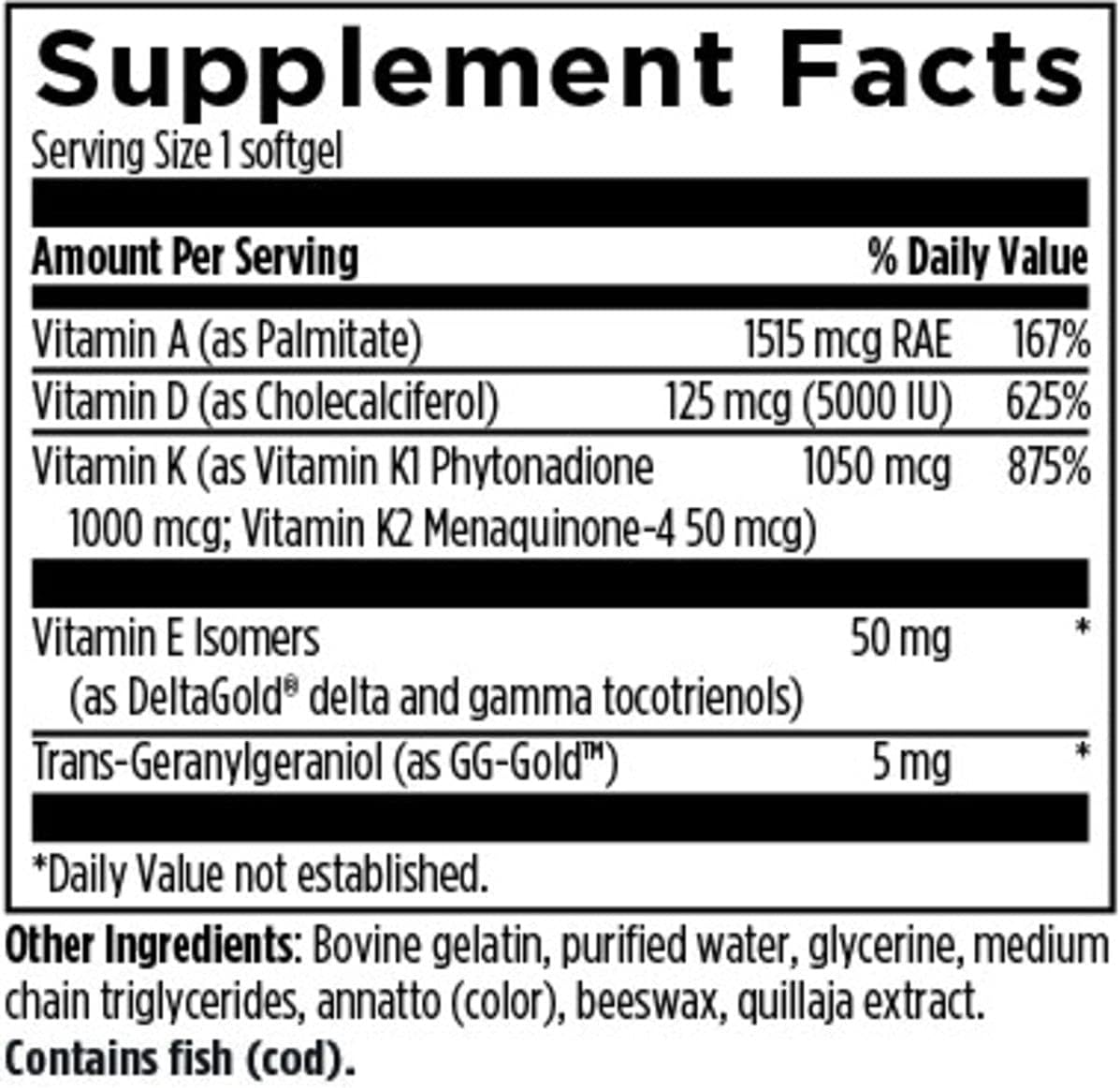 Adaptogen Research  Vitamin D Complex with Vitamin A, E , K1 + K2  Fat Soluble Vitamins Blend - 60 Softgels |