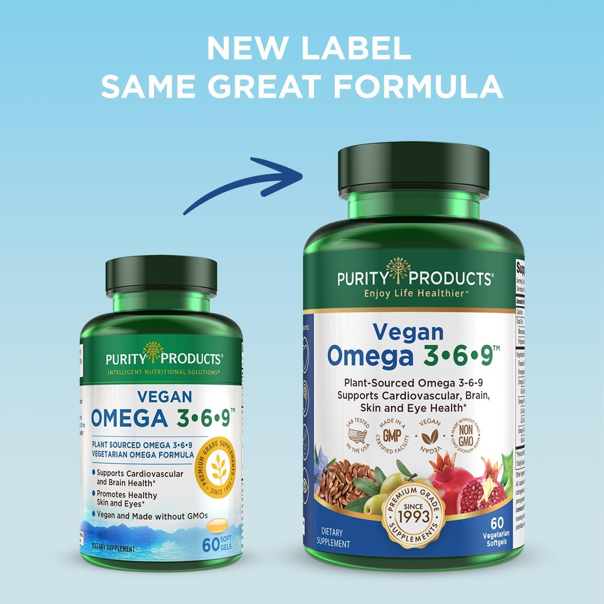 Omega 3-6-9 Vegan and Vegetarian from Purity Products 60 softgels