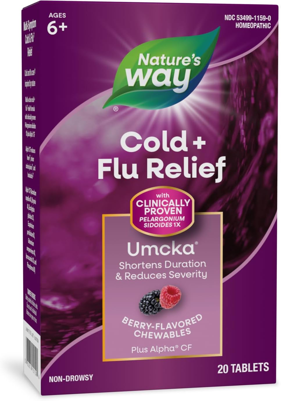 Nature's Way Cold+Flu Relief, Umcka, Shortens  20 Chewable Tablets