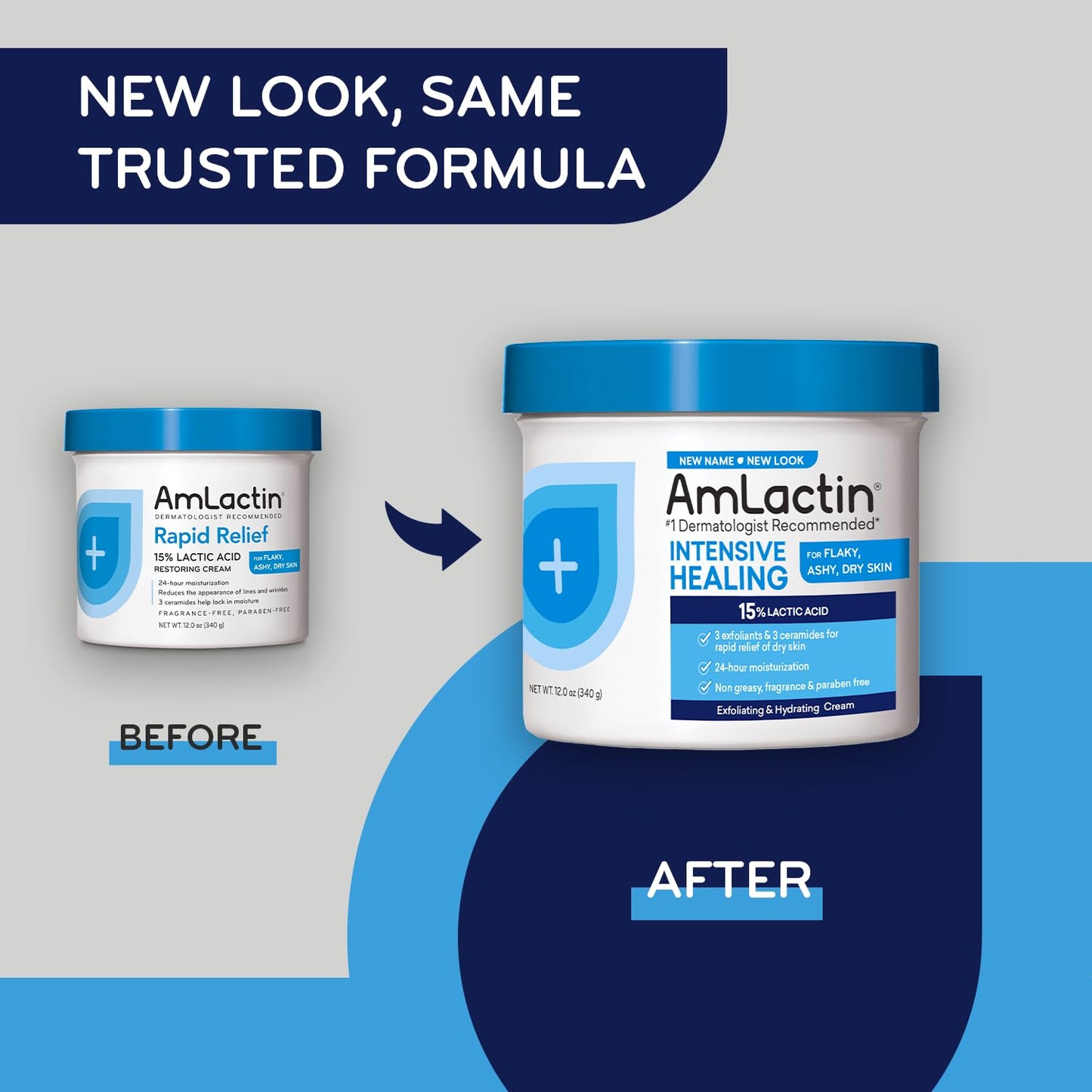 AmLactin Intensive Healing Body Cream – 12 oz Tub – 2-in-1 Exfoliator and Moisturizer