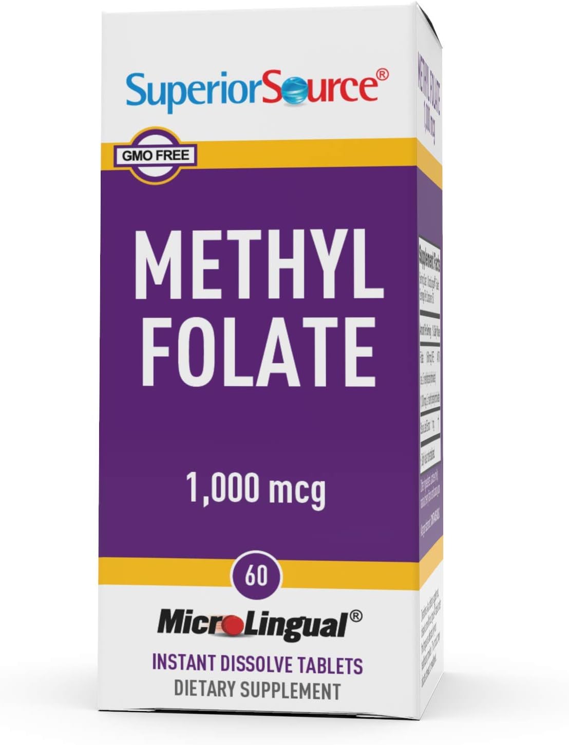 Superior Source Methylfolate 5-MTHF 1000 mcg, 60 tablets