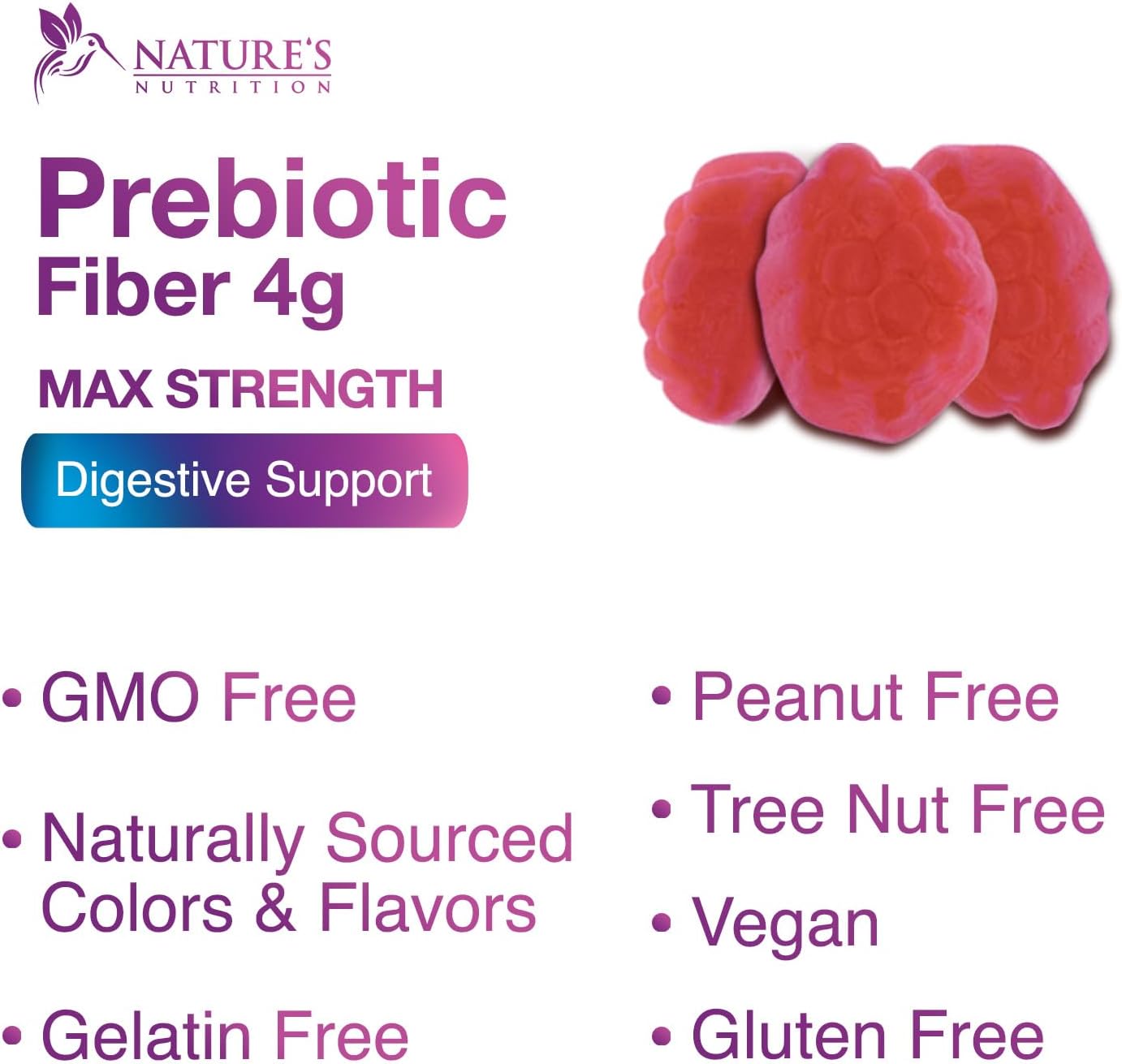 Nature's Fiber Gummies for Adults 4g, Daily Prebiotic Gummy Fiber Supplement - 120 Gummies