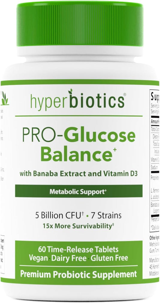 Hyperbiotics Vegan Glucose Support Tablets | Probiotics for Women, Men, Adults 60 count