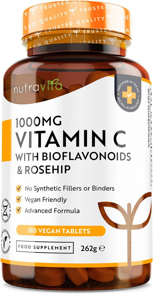 Vitamin C Bioflavonoids & Rosehip – 180 Premium Vegan & Vegetarian Tablets