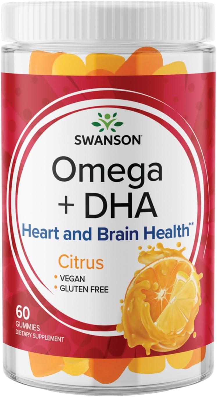 Swanson Adult Omega + DHA Gummies -  Promoting Brain & Heart Health 60 gummies