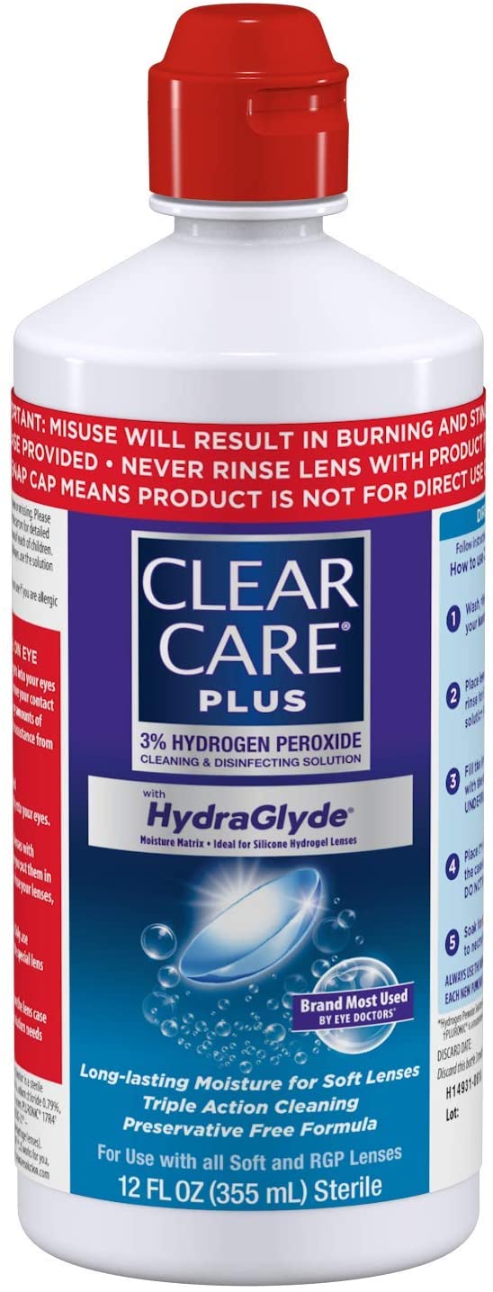 Clear Care Plus Cleaning Solution with Lens Case, Twin Pack, Multi, 12 Oz, Pack of 2