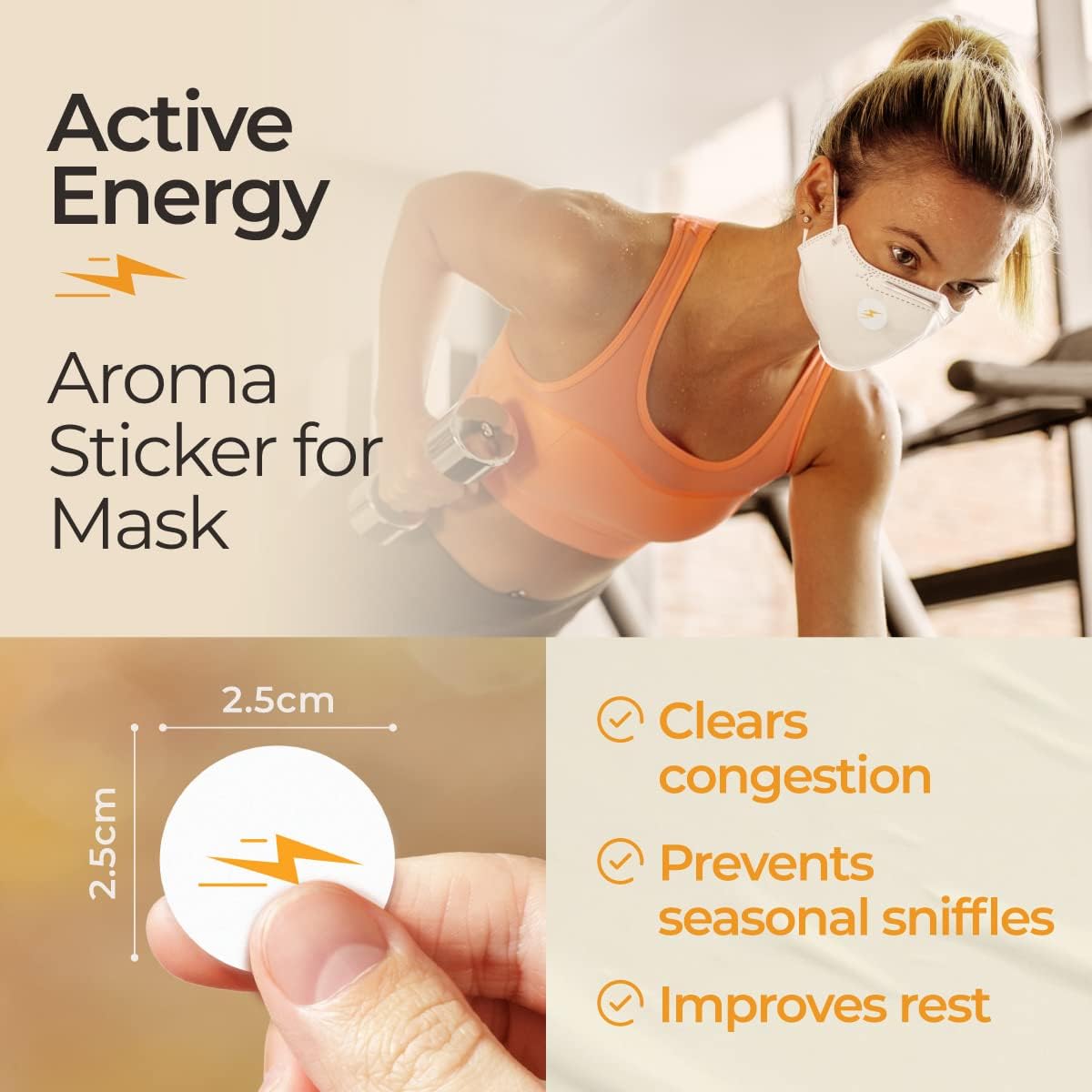 Gya Labs Active Energy Aroma Stickers for Masks  5 Packs-60 Patches