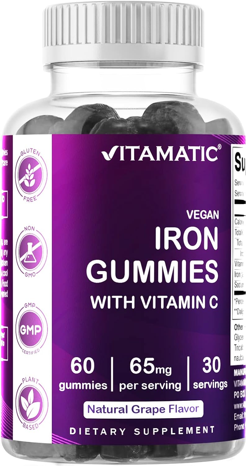 Vitamatic Iron Supplement for Women & Men - 60 Vegan Gummies