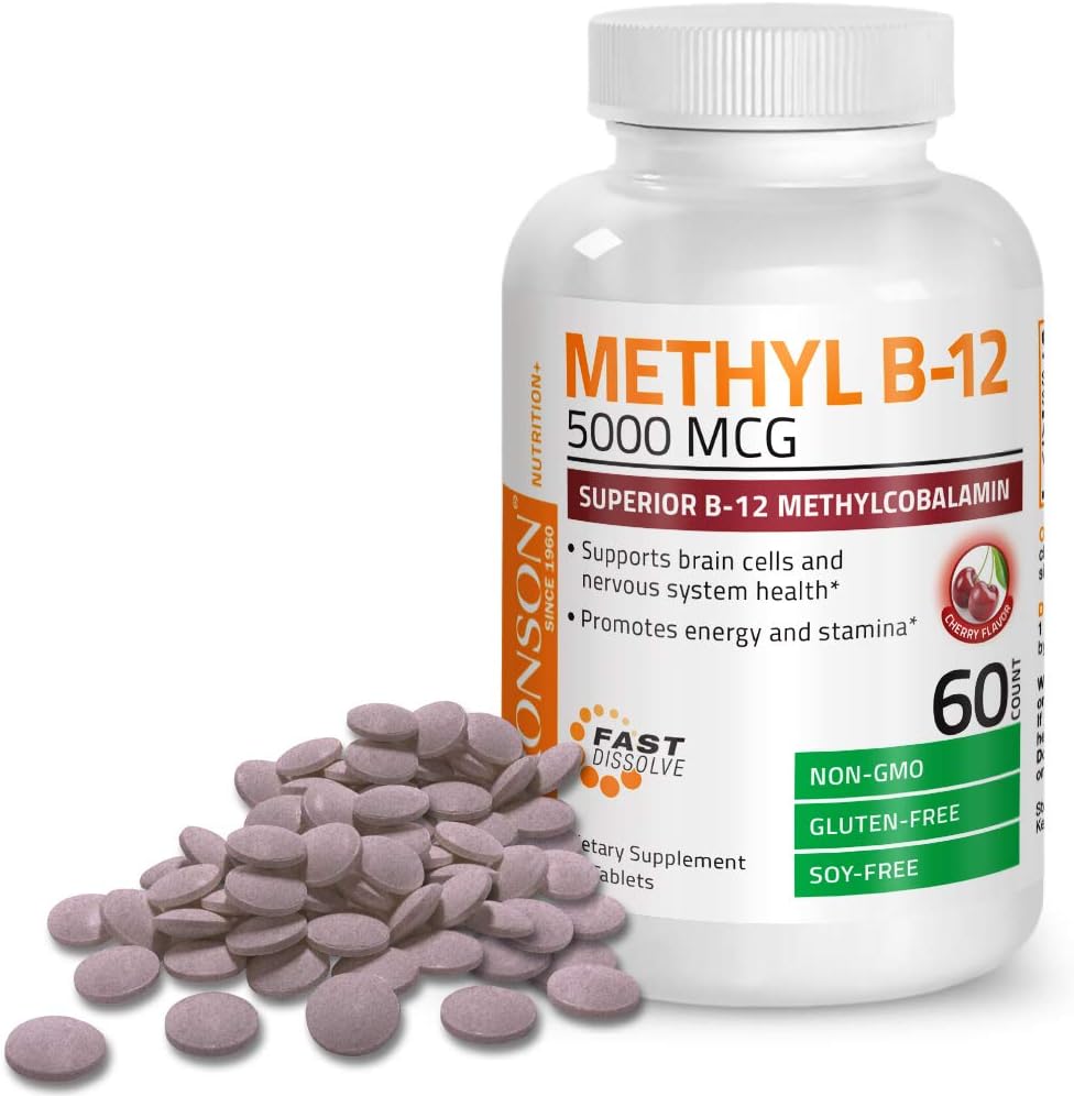 Bronson Methyl B12 Methylcobalamin Energy & Brain Support 60 Lozenges