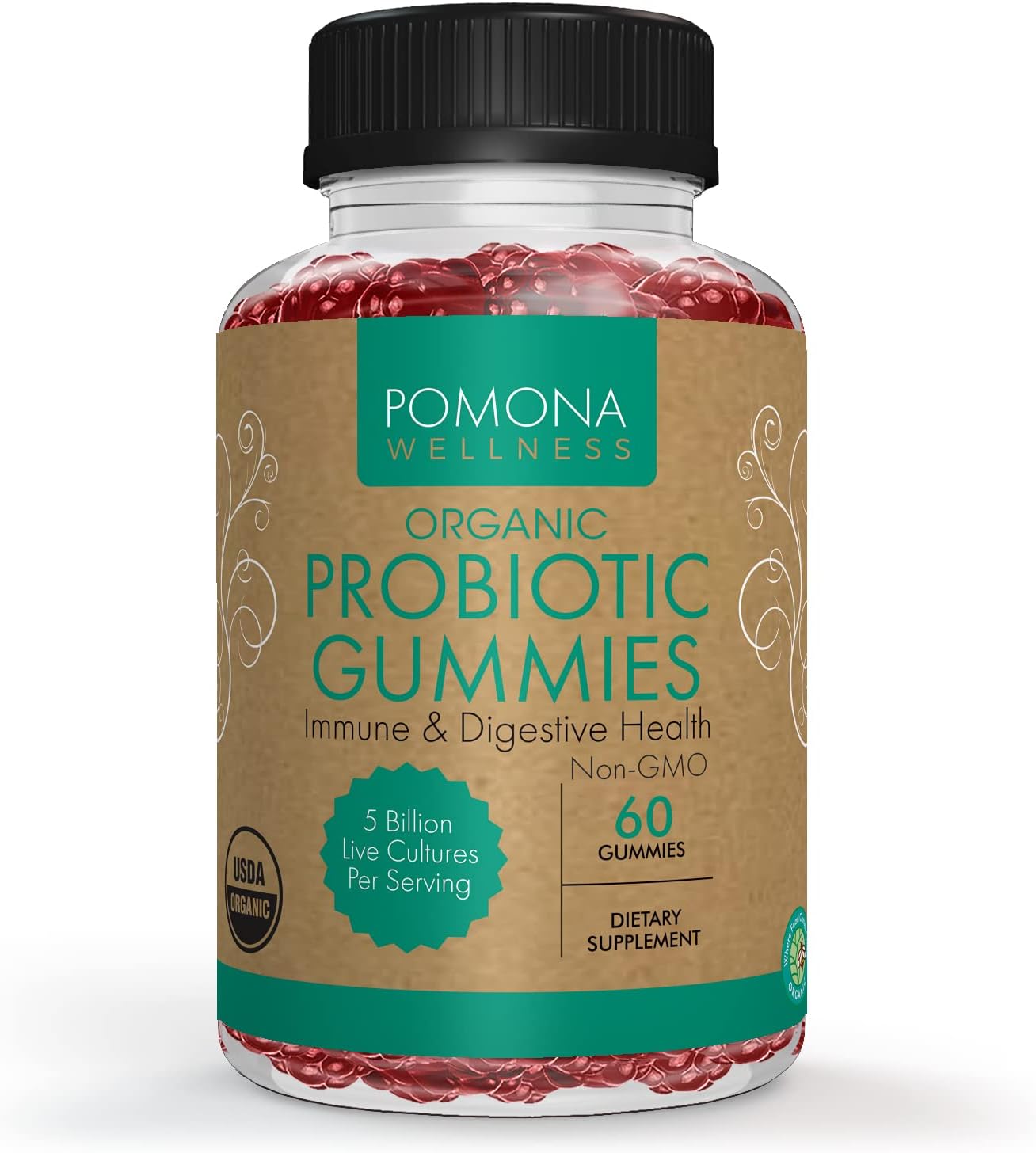 Pomona Wellness Organic Probiotic Gummies for Adults to Help Support 60 Gummy