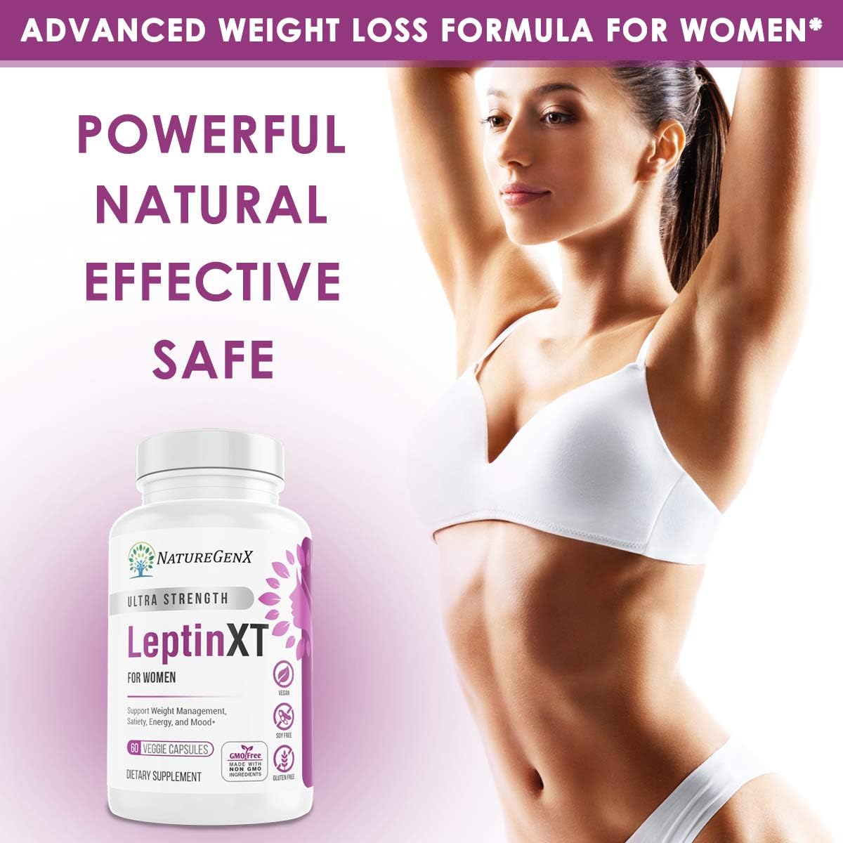 LeptinXT - Leptin Supplements for Weight Loss for Women - Extra Strength, Fat Burner - 60 Capsules