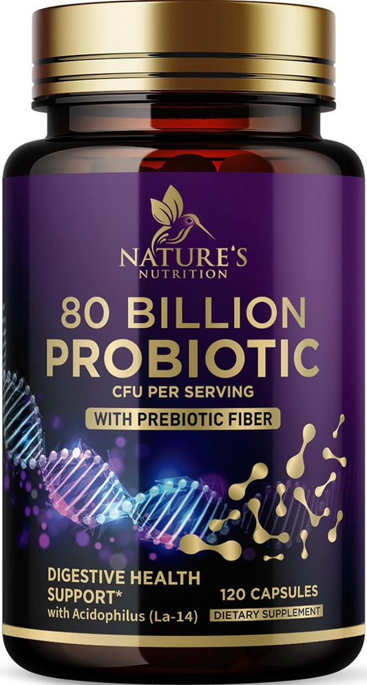 Probiotic Supplement 80 Billion CFU + Prebiotics - 120 Capsules