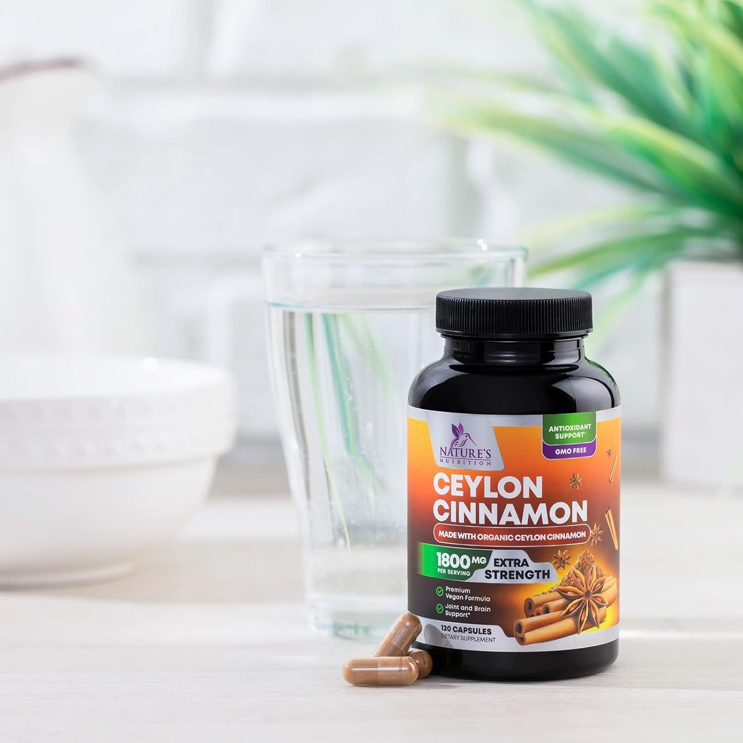 Pure Cinnamon Capsules, Certified Organic Ceylon Cinnamon - 120 Capsules