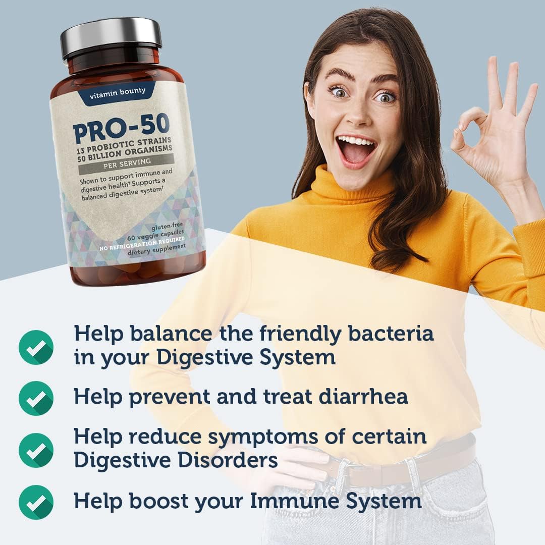 Vitamin Bounty Pro-50 Probiotics - 13 Probiotic Strains 60 Capsules