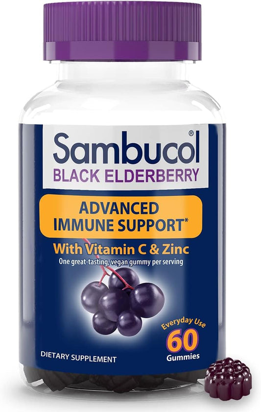 Sambucol Black Elderberry Gummies with Vitamin C & Zinc  60 Count