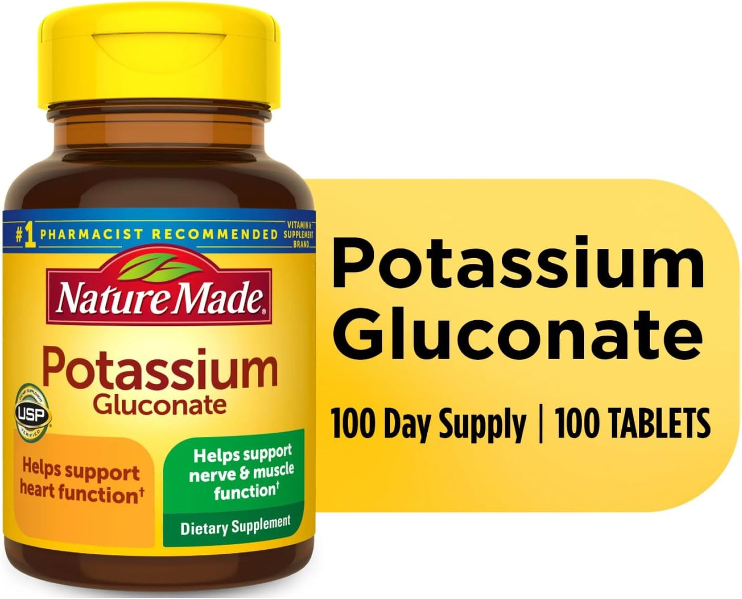 Nature Made Potassium Gluconate 550mg, 100 tablets