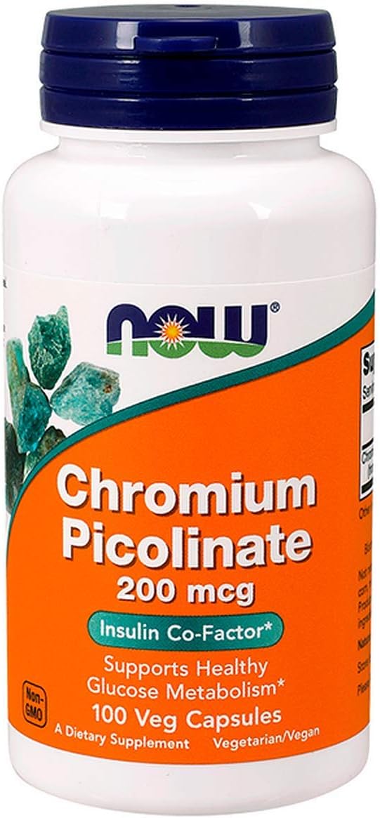 NOW Chromium Picolinate 200mcg, 100 Capsules (Pack of 2)