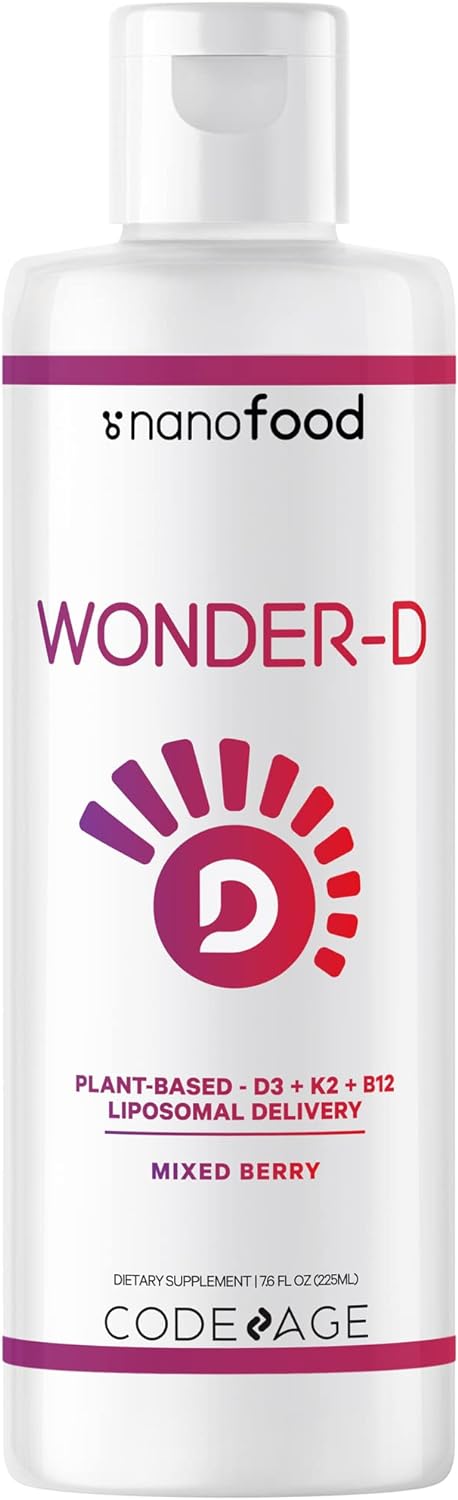 Codeage Liposomal Wonder-D, Vegan Cholecalciferol Vitamin D3 7.6 fl oz