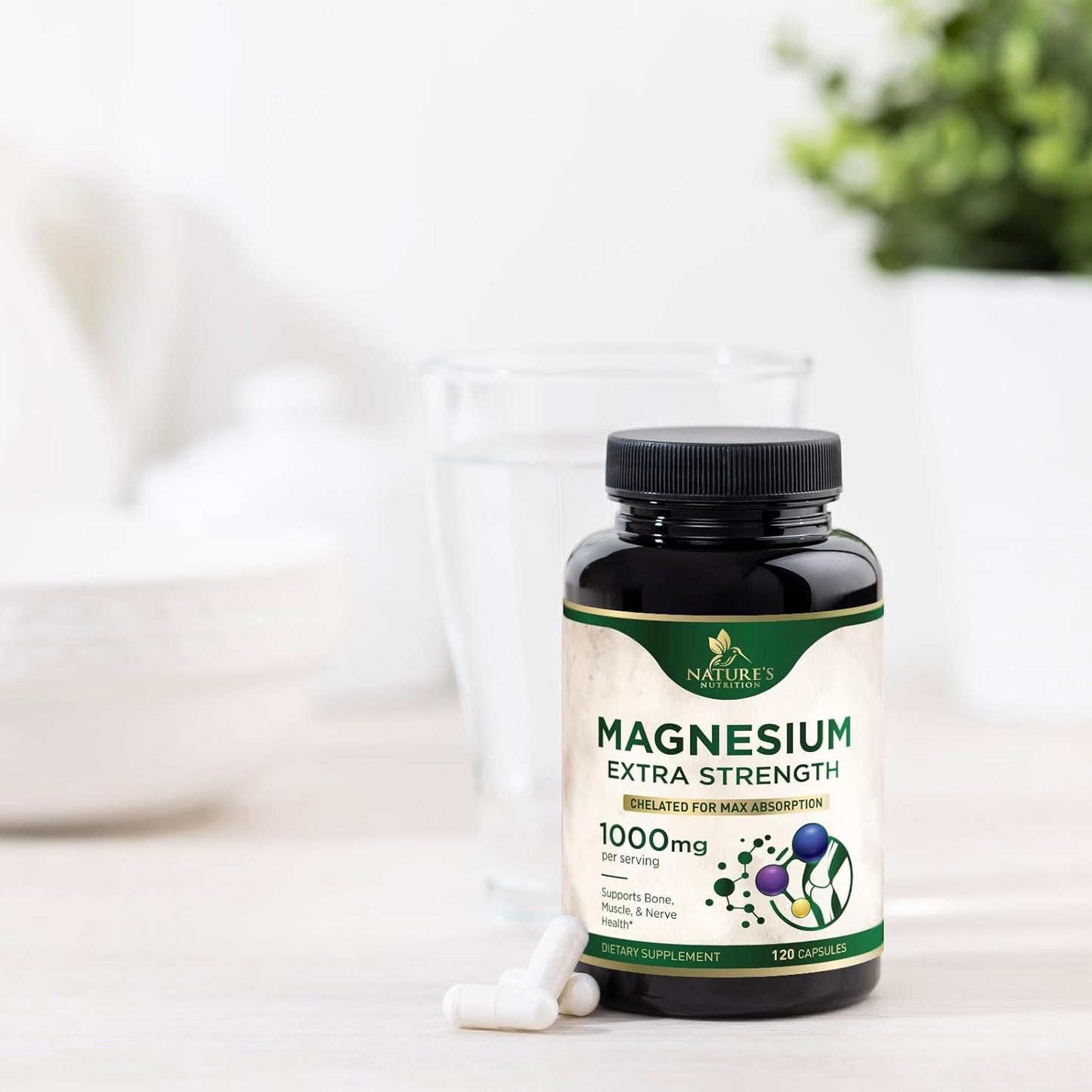 Magnesium Extra Strength 1000mg - Chelated for Max Absorption- 120 Capsules