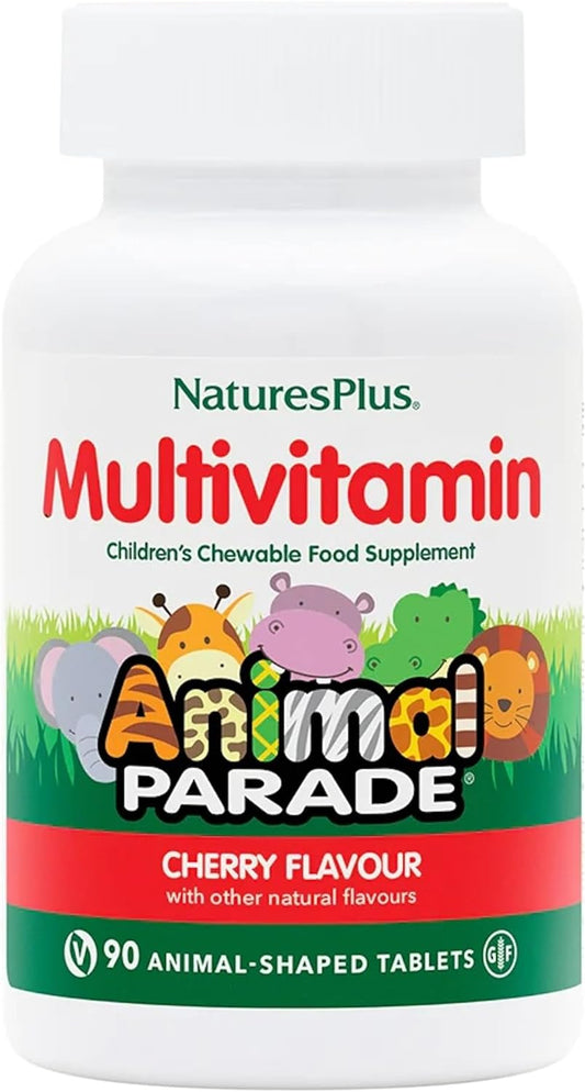 NaturesPlus Animal Parade Multivitamin Children's Chewables - Cherry Flavor - 90 Animal-Shaped Tablets