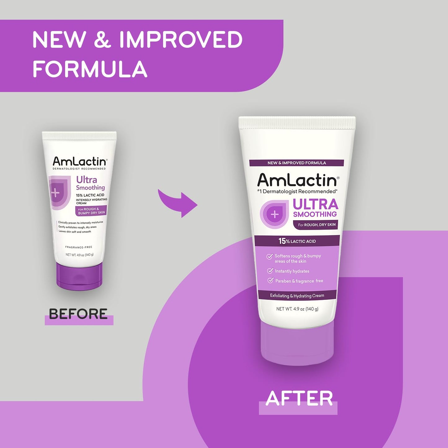 AmLactin Ultra Smoothing - 4.9 oz Body & Hand Cream with 15% Lactic Acid