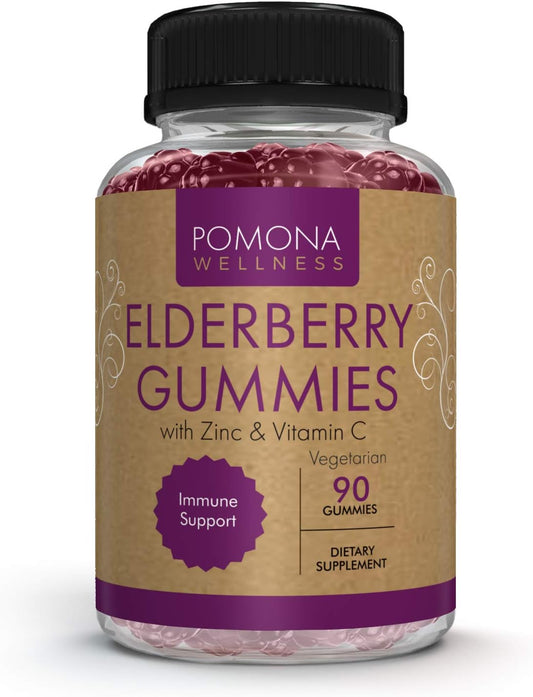 Pomona Wellness Elderberry Gummies with Zinc and Vitamin C for Immune  90 Gummies