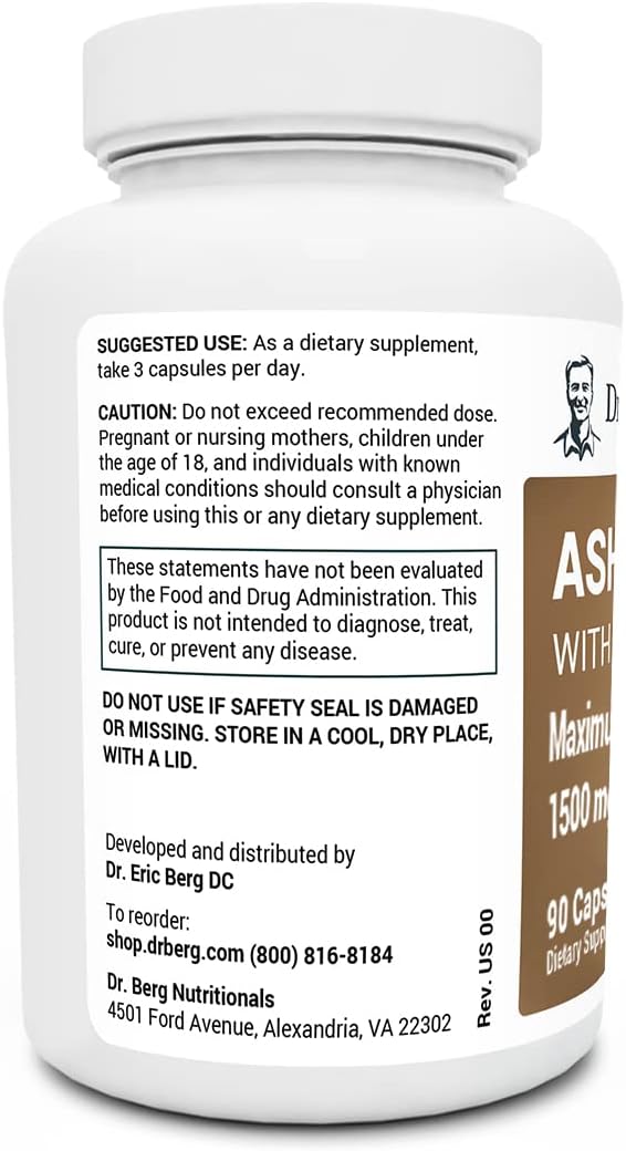 Dr. Berg Ashwagandha with Ashwagandha Root Powder  90 Capsules