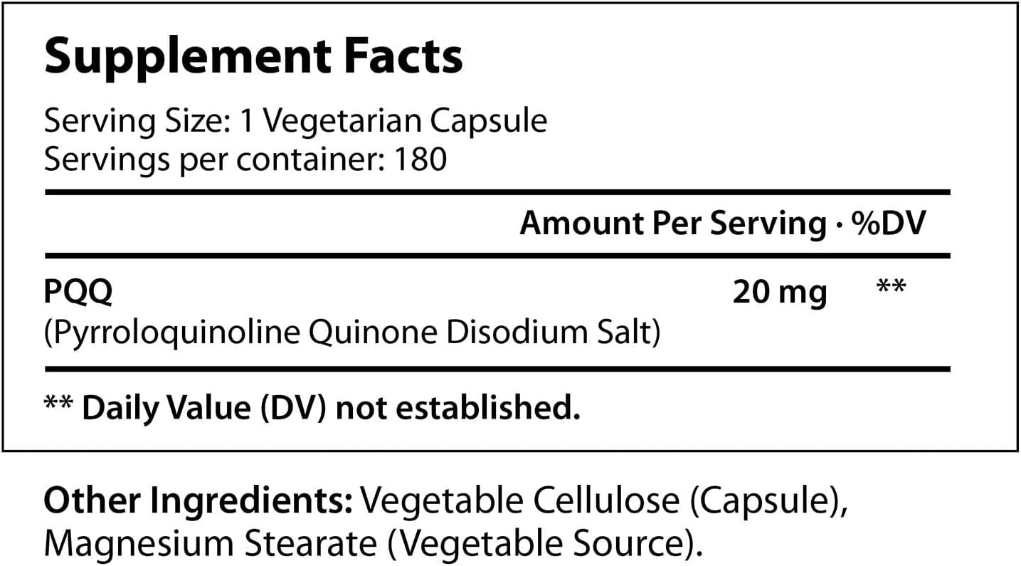 LongLifeNutri High Purity PQQ Supplement - 180 Capsules